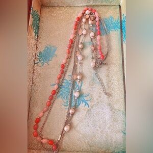 Vintage Monet Strand CORAL COLOR Beaded Necklace CHOKER STYLE